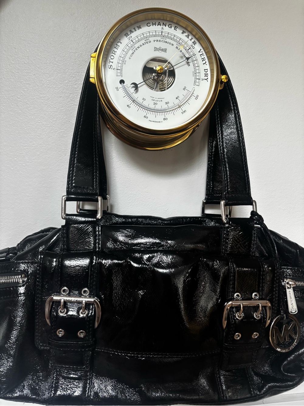 Michael Kors Black Patent Leather Shoulder Satchel . Like new no flaws